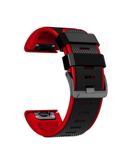 Dual-color Watch Band for Garmin Fenix 7 / Forerunner 965 / 955 / 945 / 935 , Diamond Texture Silicone Replacement Strap - Black+Red