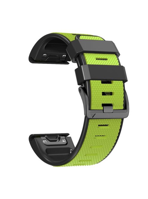 Dual-color Watch Band for Garmin Fenix 7 / Forerunner 965 / 955 / 945 / 935 , Diamond Texture Silicone Replacement Strap - Lime+Black