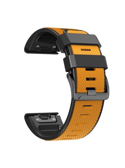 Dual-color Watch Band for Garmin Fenix 7 / Forerunner 965 / 955 / 945 / 935 , Diamond Texture Silicone Replacement Strap - Orange+Black