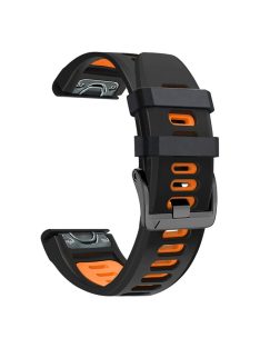   Dual-color Watch Band for Garmin Fenix 7 / Forerunner 965 / 955 / 945 / 935 , Smooth Silicone Soft Strap - Black+Orange