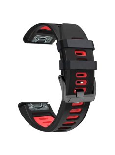   Dual-color Watch Band for Garmin Fenix 7 / Forerunner 965 / 955 / 945 / 935 , Smooth Silicone Soft Strap - Black+Red