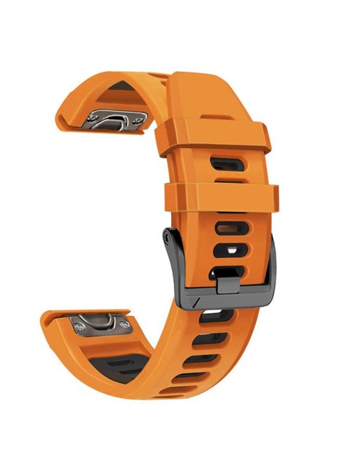 Dual-color Watch Band for Garmin Fenix 7 / Forerunner 965 / 955 / 945 / 935 , Smooth Silicone Soft Strap - Orange+Black