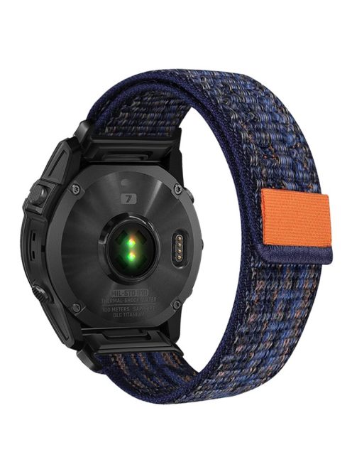 For  Garmin Fenix 7 / Forerunner 965 / 955 / 945 / 935 Wrist Band 22mm Nylon Watch Strap - Blue+Orange