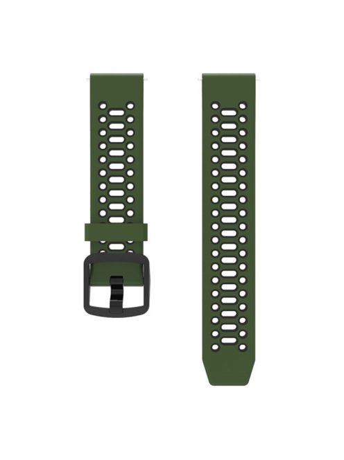 For Coros Pace 2 / Garmin vivoactive 5 / GarminActive 5 / Venu Sq 2 Dual Color Watch Strap 20mm Silicone Watchband - Army Green / Black