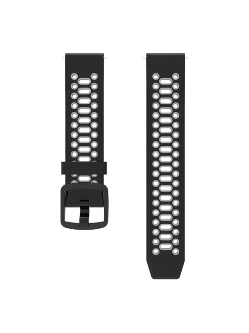 For Coros Pace 2 / Garmin vivoactive 5 / GarminActive 5 / Venu Sq 2 Dual Color Watch Strap 20mm Silicone Watchband - Black / Grey