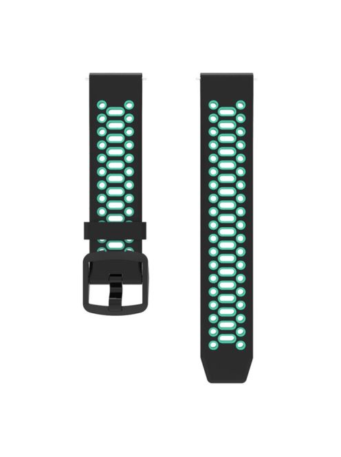 For Coros Pace 2 / Garmin vivoactive 5 / GarminActive 5 / Venu Sq 2 Dual Color Watch Strap 20mm Silicone Watchband - Black / Lake Blue