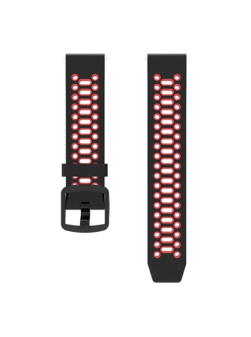 For Coros Pace 2 / Garmin vivoactive 5 / GarminActive 5 / Venu Sq 2 Dual Color Watch Strap 20mm Silicone Watchband - Black / Red