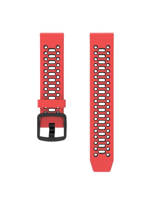 For Coros Pace 2 / Garmin vivoactive 5 / GarminActive 5 / Venu Sq 2 Dual Color Watch Strap 20mm Silicone Watchband - Red / Black