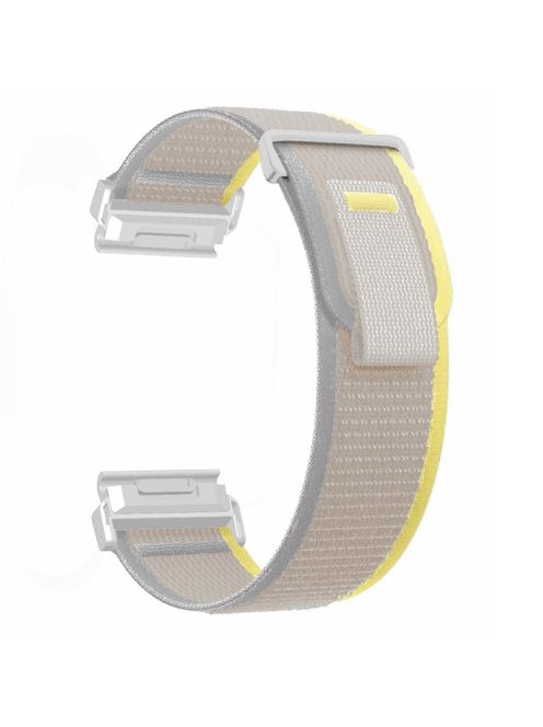 For Coros Vertix 2  /  Garmin Fenix 7X  /  6X  /  5X 26mm Trail Loop Nylon Band Soft Watch Strap - Beige+White