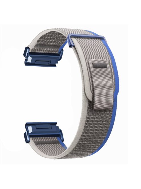 For Coros Vertix 2  /  Garmin Fenix 7X  /  6X  /  5X 26mm Trail Loop Nylon Band Soft Watch Strap - Blue  /  Grey+Blue