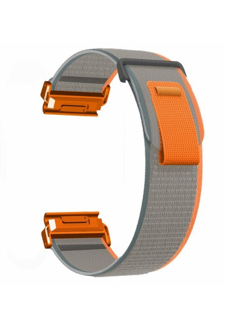 For Coros Vertix 2  /  Garmin Fenix 7X  /  6X  /  5X 26mm Trail Loop Nylon Band Soft Watch Strap - Orange  /  Grey+Orange