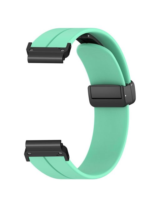 For Coros Vertix 2  /  Garmin Fenix 7X  /  6X  /  5X 26mm Watch Band Magnetic Buckle Silicone Strap - Mint Green