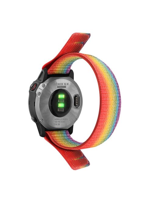 For Garmin Descent G1 / Fenix 7 / 6 Pro  /  5 Plus Nylon Watch Band Adjustable Sport Loop Strap Wristband Replacement Bracelet - Rainbow