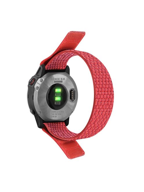 For Garmin Descent G1 / Fenix 7 / 6 Pro  /  5 Plus Nylon Watch Band Adjustable Sport Loop Strap Wristband Replacement Bracelet - Red