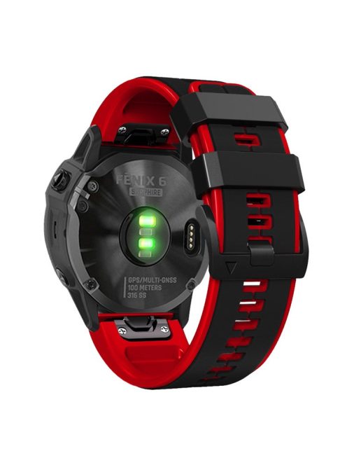 For Garmin Descent G1 / Fenix 7 / Fenix 6 Pro / Fenix 5 Plus Dual Color Silicone Wrist Strap Smart Watch Band 22mm - Black / Red