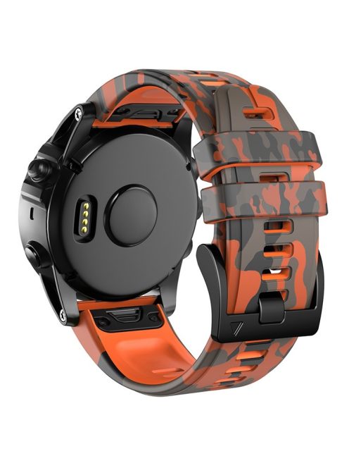 For Garmin Descent G1 / Instinct 2 / Epix Gen2 Printed Pattern Watch Band Soft Silicone Quick Release Replacement Sport Strap - Camouflage Orange