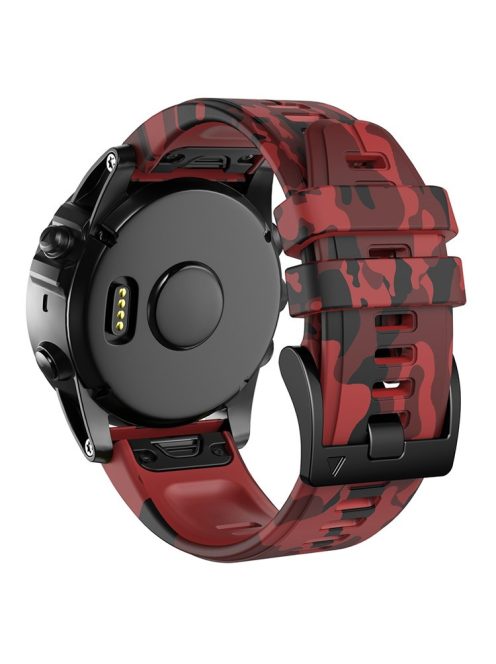 For Garmin Descent G1 / Instinct 2 / Epix Gen2 Printed Pattern Watch Band Soft Silicone Quick Release Replacement Sport Strap - Camouflage Red