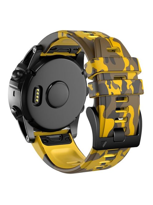 For Garmin Descent G1 / Instinct 2 / Epix Gen2 Printed Pattern Watch Band Soft Silicone Quick Release Replacement Sport Strap - Camouflage Yellow