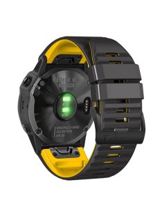   For Garmin Descent G1 / Instinct 2 Dual Color Silicone Wrist Band Adjustable Replacement Watch Strap - Black / Yellow