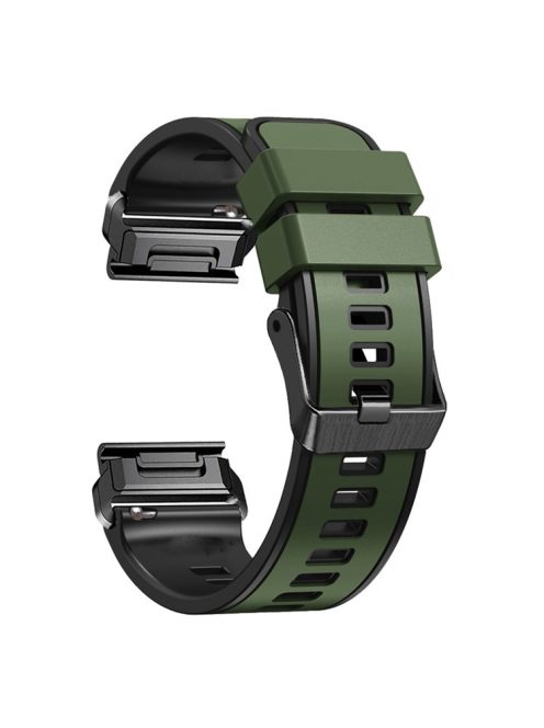 For Garmin Descent G1 / Instinct 2 Watch Strap Replacement Quick Release Dual-color Silicone Watch Band  - Army Green  /  Black