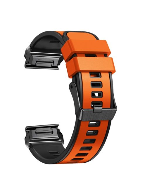 For Garmin Descent G1 / Instinct 2 Watch Strap Replacement Quick Release Dual-color Silicone Watch Band  - Orange  /  Black