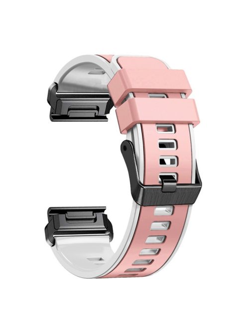 For Garmin Descent G1 / Instinct 2 Watch Strap Replacement Quick Release Dual-color Silicone Watch Band  - Pink  /  White