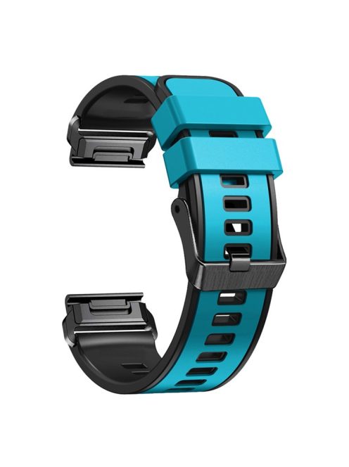 For Garmin Descent G1 / Instinct 2 Watch Strap Replacement Quick Release Dual-color Silicone Watch Band  - Sky Blue  /  Black