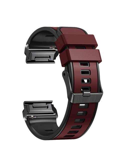 For Garmin Descent G1 / Instinct 2 Watch Strap Replacement Quick Release Dual-color Silicone Watch Band  - Wine Red  /  Black