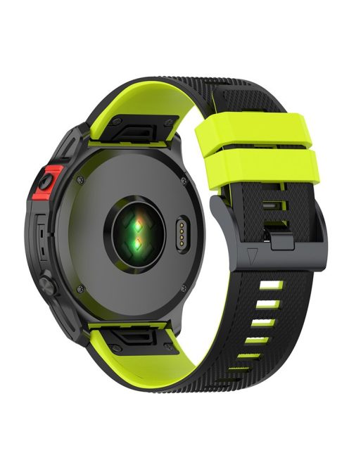 For Garmin Enduro / Tactix Delta / Tactix 7 Pro Dual Colors Replacement Wrist Band 26mm Textured Silicone Watch Strap - Black  /  Lime