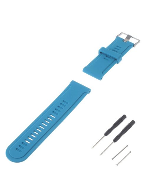 For Garmin Fenix 3 HR Soft Silicone Gel Watchband + Lugs Adapters + Tools - Blue