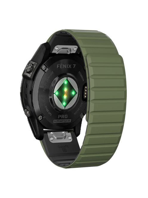 For Garmin Fenix 5 / 5X / 6X / 7X Replacement Strap 26mm Dual Color Silicone Smart Watchband - Army Green / Black