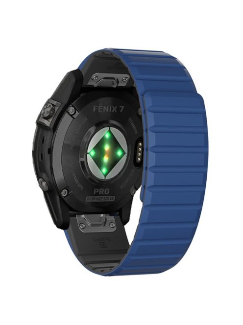 For Garmin Fenix 5 / 5X / 6X / 7X Replacement Strap 26mm Dual Color Silicone Smart Watchband - Dark Blue / Black