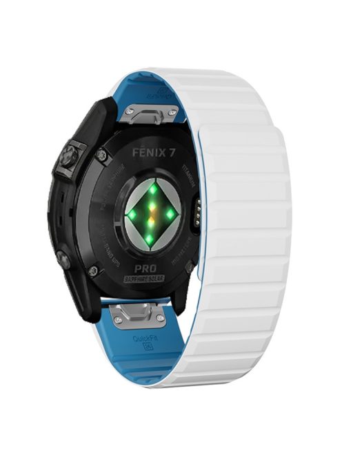 For Garmin Fenix 5 / 5X / 6X / 7X Replacement Strap 26mm Dual Color Silicone Smart Watchband - White / Blue