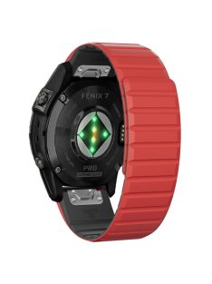   For Garmin Fenix 5 / 5X / 6X / 7X Watch Strap 22mm Dual Color Silicone Smart Watch Band - Red / Black