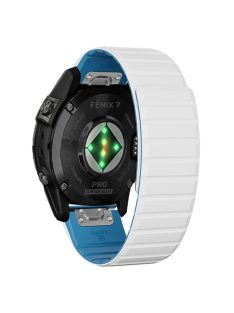   For Garmin Fenix 5 / 5X / 6X / 7X Watch Strap 22mm Dual Color Silicone Smart Watch Band - White / Blue