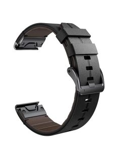   For Garmin Fenix 5 6 7 Instinc Instinc 2 Approach 22mm Soft Genuine Leather Watch Strap - Black