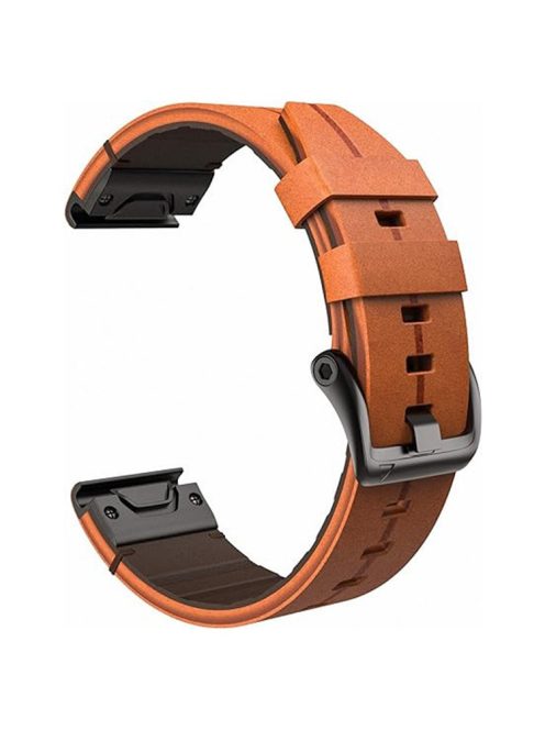 For Garmin Fenix 5 6 7 Instinc Instinc 2 Approach 22mm Soft Genuine Leather Watch Strap - Brown