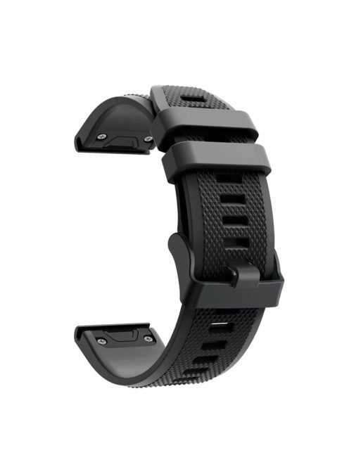 For Garmin Fenix 5 Silicone Sport Watch Band Adjustable Wrist Strap with Black Buckle - Black