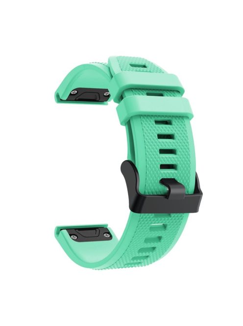 For Garmin Fenix 5 Silicone Sport Watch Band Adjustable Wrist Strap with Black Buckle - Cyan