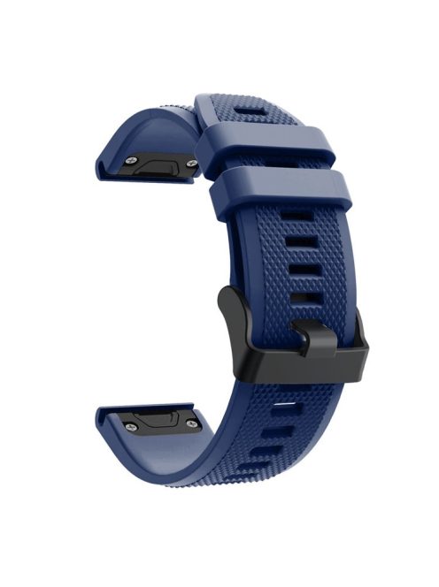 For Garmin Fenix 5 Silicone Sport Watch Band Adjustable Wrist Strap with Black Buckle - Dark Blue