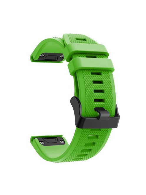 For Garmin Fenix 5 Silicone Sport Watch Band Adjustable Wrist Strap with Black Buckle - Green