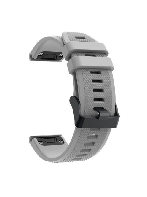 For Garmin Fenix 5 Silicone Sport Watch Band Adjustable Wrist Strap with Black Buckle - Grey