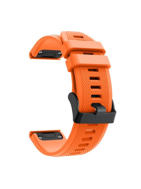 For Garmin Fenix 5 Silicone Sport Watch Band Adjustable Wrist Strap with Black Buckle - Orange