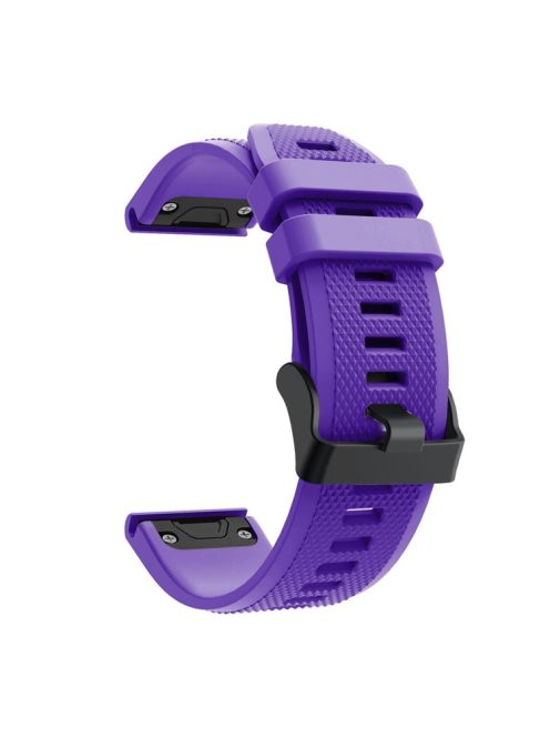 For Garmin Fenix 5 Silicone Sport Watch Band Adjustable Wrist Strap with Black Buckle - Purple