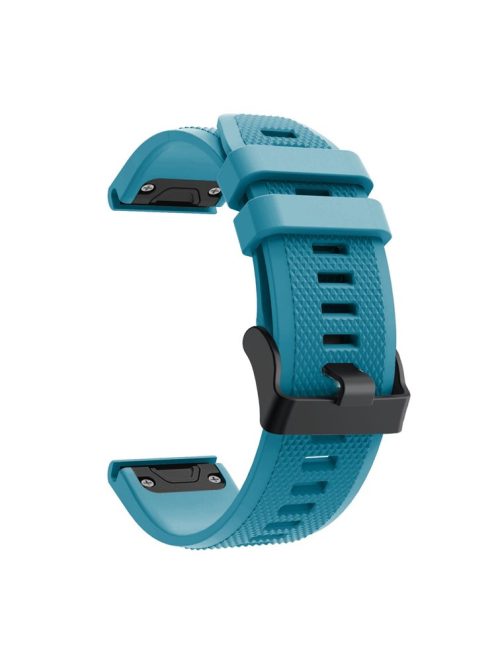 For Garmin Fenix 5 Silicone Sport Watch Band Adjustable Wrist Strap with Black Buckle - Sky Blue