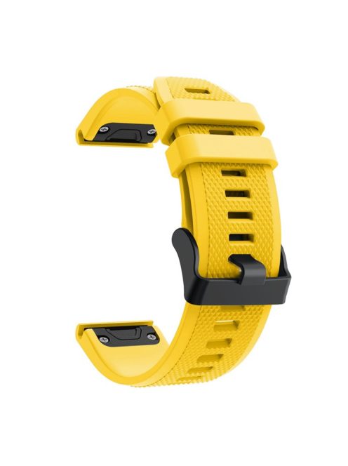 For Garmin Fenix 5 Silicone Sport Watch Band Adjustable Wrist Strap with Black Buckle - Yellow