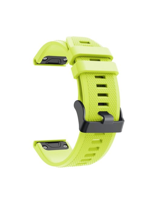 For Garmin Fenix 5 Silicone Sport Watch Band Adjustable Wrist Strap with Black Buckle - Yellowgreen