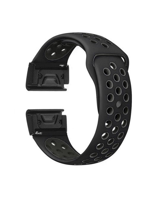 For Garmin Fenix 5 Two-color Silicone Adjustable Watchband Wrist Strap Replacement - Black