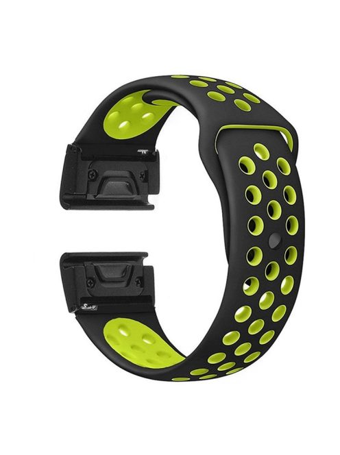 For Garmin Fenix 5 Two-color Silicone Adjustable Watchband Wrist Strap Replacement - Black / Green