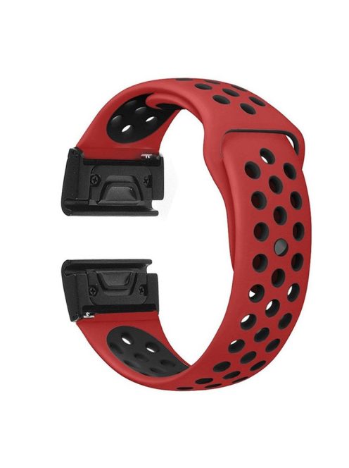 For Garmin Fenix 5 Two-color Silicone Adjustable Watchband Wrist Strap Replacement - Red / Black